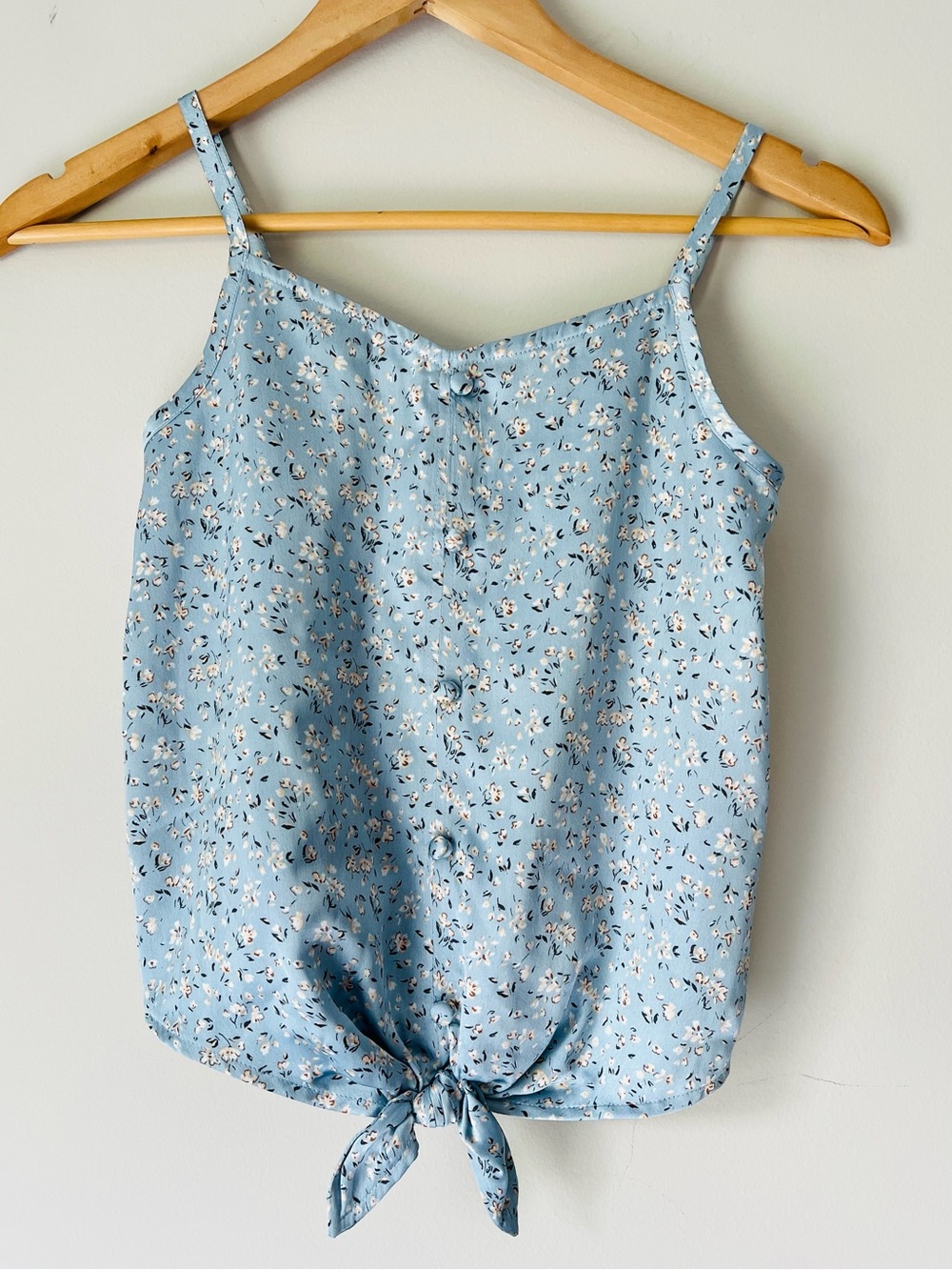 Abercrombie Kids Blue Ditsy Floral Camisole Tank Top Tie Front Size 11/12
